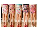 flower printing jeans skirts for lady G32