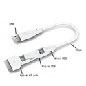 FS09254 Cable 3-in-1 with Micro USB Mini USB and 30-pin iPod iPhone iPad Connectors