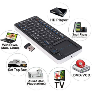 FS07075 Rii 2.4GHz Mini Wireless QWERTY 72 Keys Keyboard w/ DPI Touchpad Laser+IR Remote の画像