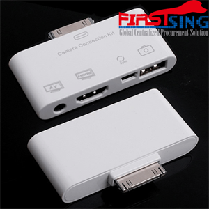 FirstSing FS00120 for iPad iPad2 USB Kit & HDMI & AV Video Combo 4in1 Adapter