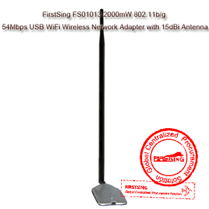 FirstSing FS01013 2000mW 802.11b/g 54Mbps USB WiFi Wireless Network Adapter with 15dBi Antenna の画像