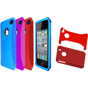 FirstSing FS09239 for iPhone 4S 4G (AT&T) Bi-Layered Protector Case with Side Grip