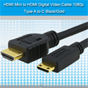 Picture of FirstSing FS33004 HDMI Mini to HDMI Digital Video Cable 1080p Type A to C Black/Gold