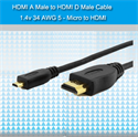 Изображение FirstSing FS33005 HDMI A Male to HDMI D Male Cable 1.4v 34 AWG 5 - Micro to HDMI