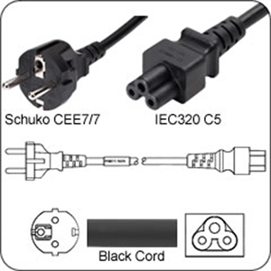 Изображение FirstSing FS33009 European Power Cable C5 Connector To Type F Male 6 Ft