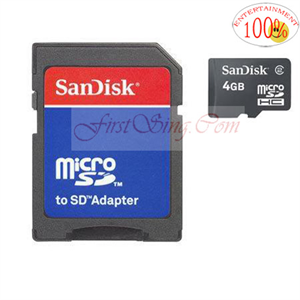 Изображение FirstSing FS03014 Sandisk 4GB Micro SD (SDHC) memory card Plus SD Adapter