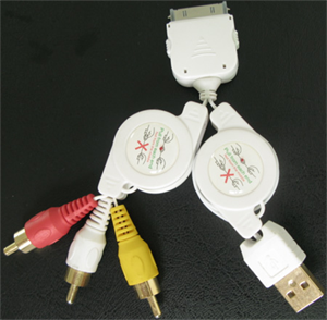Изображение FirstSing FS21089 Retractable AV Cable USB Charger Data Transfer for iPhone 3G iPhone iPod