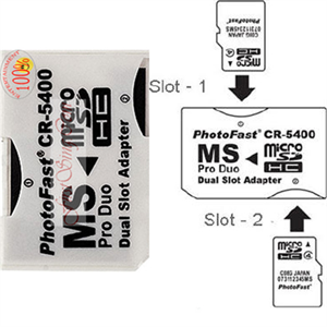 Image de FirstSing FS24021 PhotoFast CR-5400 Dual Socket Micro SD(HC)/T-Flash to MS Pro Duo Adapter