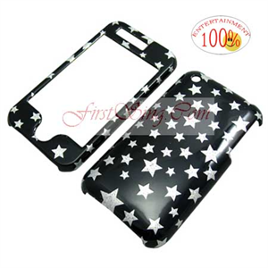 FirstSing FS21110 Black With Star Design Phone Protector Case for iPhone 3G 2nd Generation
