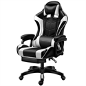 Gaming Chair Black White with Footrest