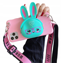 Rabbit Wallet with Shoulder Strap Lanyard Phone Case for iPhone 12 and 12 Pro の画像