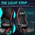 Image de Gaming Chair with Footrest and Bluetooth Speakers Music Video Game Chair Racing chair with led light RGB LED strips