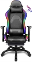 Gaming Chair with Footrest and Bluetooth Speakers Music Video Game Chair Racing chair with led light RGB LED strips の画像