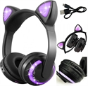 Wireless Bluetooth LED Headphones Cat Ears Long Standby Time Headset with Built-in Microphone