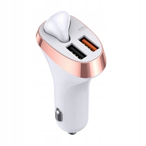 Image de Dual USB Ports QC3.0 Quick Charge Car Charger with Bluetooth Earphone