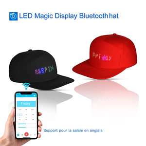 Image de LED Screen Lighting Hat Cap Riding Safety English Hat Bluetooth APP 