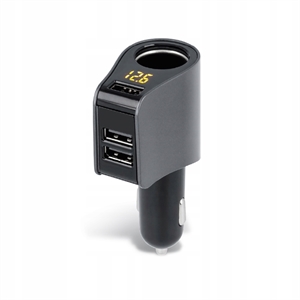 Car Charger Cigarette Lighter Adapter 3 USB Plug and Voltmeter