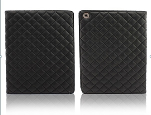 Image de PU Leather Protective Skins Argyle Flip PU Leather Carbon Fiber Pattern Replacement Case Plastic Back Housing Door for  iPad Air