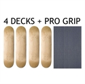 4 BLANK Skateboard DECKS Deck 8 in (8.0) STAINED WITH PRO GRIPTAPE
