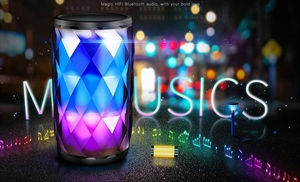 FirstSing Mood lamp Diamond Bluetooth speaker  Colorful Light Pluse Subwoofer with Mic TF Card Breathing 6 LED multi colored themes speaker