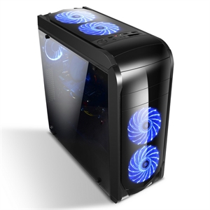 Firstsing Fancy Led fan USB 3.0 ATX with Tempered Glass Window gaming computer case の画像