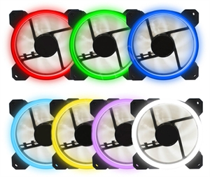 Firstsing 12025 Dual Aperture 7 Color LED Double Ring Quiet Case Fan Cooling System CPU Cooler