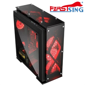 Image de Firstsing Full Tower USB 3.0 Computer Case ATX dual Server water cooled chassis Tempered glass PC Case