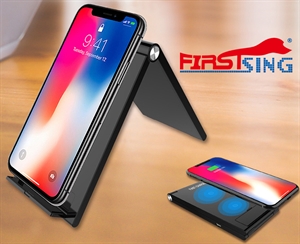 Firstsing Qi Fast Wireless Foldable Charging Stand for iPhone 8 X Samsung Galaxy S6-S8 Edge and more Qi-Enabled devices