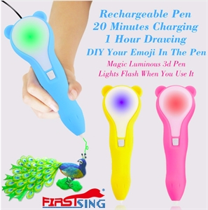 Firstsing Wireless 3D Pen Scribble Pen  3D Printer Doodle Drawing Pen Birthday Gift  for Kids USB 3D Pencil