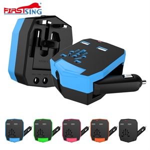 Picture of Firstsing Universal  Adapter 2.5A Dual USB Output Travel Adaptor with Car Charger 