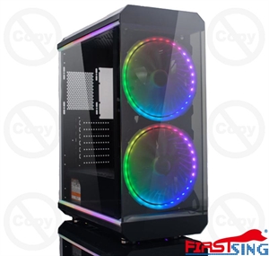 Firstsing Tempered Glass ATX Mid Tower PC Computer Gaming Case With RGB Fan の画像