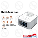 Firstsing Bedside Mini Bluetooth Speaker Stereo FM Radio Alarm Clock With USB Port Charging for phone tablet の画像