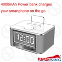 Firstsing Portable Bluetooth Speaker FM Radio Alarm Clock Built-in 4000mAh Power bank with phone tablet charging の画像