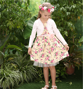 Изображение Frocks Floral Printed Girl Dress For Summer 