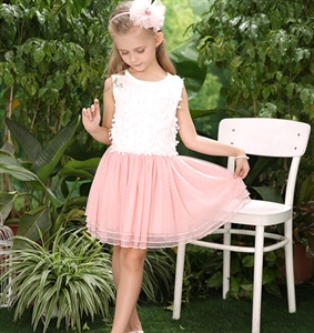 Picture of pink and white summer frocks girl dress 