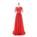 Red Lace Bridesmaid Evening Dresses Wedding Party Prom Gowns