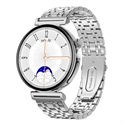 Picture of BlueNEXT Luxury Round Shape Ladies Smart Watch with Calling ECG Sos Blood Glucose Temperature Fitness silver Gold Stainless metal strap