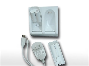 Wii Blue light charge station including 2pcs 2800Mah battery packs の画像