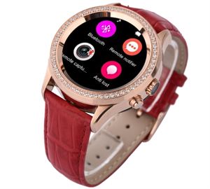 Picture of Swarovski diamond heart rate monitor, pedometer Women Self Bluetooth phone smart watch for IOS & Android 