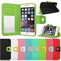 New  Magnetic Flip Stand Contrast Color  Leather Wallet Stand Case for iphone 6