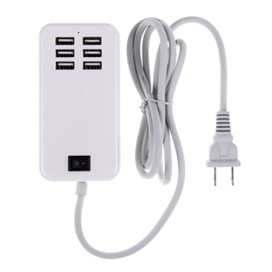 25W 6 Ports USB Desktop Home Charger 6 Outlets AC Power Adapter US EU Plug with 1.5m Line for Smart Phone