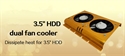 60MM cooling fan hdd aluminium dual fan cooler の画像