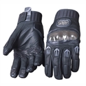 Leather Full finger pro bike gloves with carbon fiber protector の画像