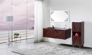 2012 Latest Modern Fashion hanging wooden bathroom corner mirror vanity cabinet FL006 の画像
