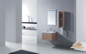 LANBOR waterproof plywood wall mounted hotel cheap bathroom vanity cabinet with mirror towel rack touchless faucet NT056