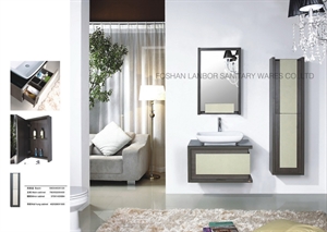 Modern stylish design melamine PU leather bathroom vanity with ceramic sink and wall cabinet NT016 の画像