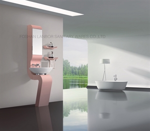 (LANBOR)Floor Stand Single Door Modern PVC Bathroom mirror cabinet FS011