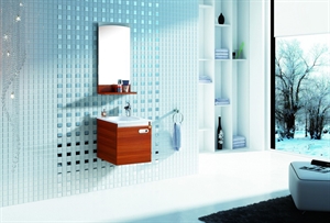 Изображение Wall mounted melamine modern bathroom cabinets with melamine vanity doors bathroom sink shelf touchless faucet NT051