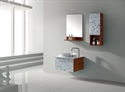 Изображение LANBOR Latest modern wall mounted glass door bathroom cabinet vanity set with sink and mirror storage wooden shelf side cabinet FS068