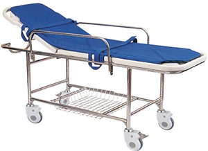 Picture of Manual Backrest Adjustable Patient Transport Stretcher With Iv Pole   Foam Mattress